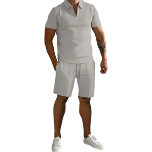 เสื้อโปโลและกางเกงขาสั้นผู้ชายสไตล์ไฮสตรีทประจำปี 2026 ออกแบบเองได้ ผ้าฝ้ายแห้งเร็ว พิมพ์ลาย ชุดเซ็ตขาสั้นผู้ชายทรงโอเวอร์ไซส์ - Product Image 1