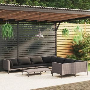 Dark <b>Grey</b> Rattan Garden Lounge Set 6 Seater Outdoor Furniture Contemporary Design Steel <b>Frame</b> - Product Image 1