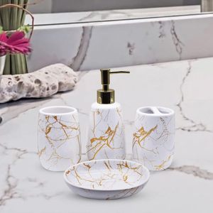 Luxury White Marble Eco-Friendly Durable <b>Bathroom</b> <b>Set</b> Modern Minimalist <b>Accessories</b> Perfect for Home Resort Stylish <b>Bathrooms</b> - Product Image 4