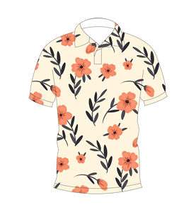 Polo con estampado floral naranja y beige para hombre, camisa de golf informal de manga corta a la moda para verano - Product Image 4