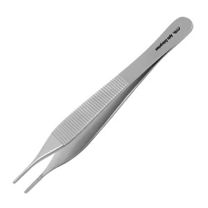 Pinzas Quirúrgicas Adson Micro para Aplicación de Apósitos, Rectas, de Acero Inoxidable, con Puntas Dentadas Estándar de 0.3mm, Manuales, CE, 4.75 Pulgadas - Product Image 5