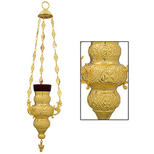 ที่แขวนโคมไฟทองเหลืองพร้อมกระจกสีแดง |   โคมไฟวิจิตรสำหรับโบสถ์ – DOUBLE VEE EXPORTS - Product Image 1