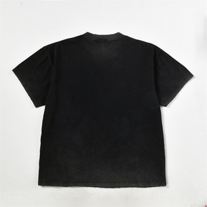 T-shirt noir à col rond et manches courtes pour homme, effet délavé, impression graphique personnalisée, coupe classique, 100 % coton, tissu jersey tricoté - Product Image 2