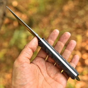 Couteau EDC personnalisable de qualité industrielle en acier au carbone Nordic Forge, avec fourreau en cuir Micarta, lame pleine longueur à pointe clip, OEM - Product Image 3