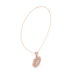 Collier pendentif médaillon en or rose 14 carats avec diamants, chaîne à maillons roses, bijoux de luxe pour femmes - Product Image 4