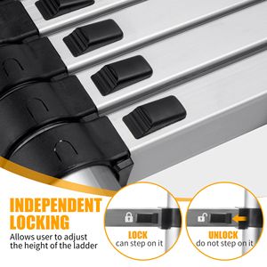 Scala Telescopica Compatta da 2,6 Metri per Soffitta, Camper, Uso Domestico, Portatile con Piedini in Gomma Antiscivolo, Carico Massimo 150 kg - Product Image 6