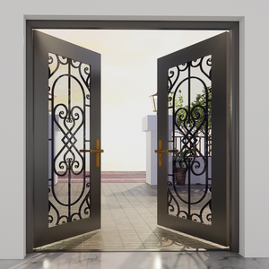 Portes d'entrée décoratives en métal pour maisons – Designs personnalisés de portes principales en fer forgé avec panneaux en verre et options de portails sécurisés - Product Image 4