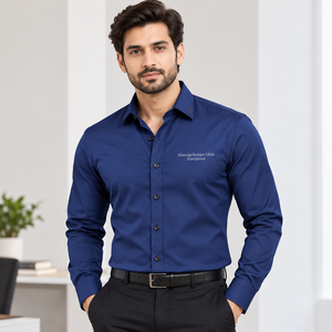 Khawaja Rafique Ullah <b>Men's</b> Blue Formal Dress <b>Shirt</b> Breathable <b>Long</b> <b>Sleeve</b> Turn Down Collar <b>Men's</b> blue formal dress <b>shirt</b> - Product Image 4