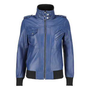 Premium <b>Women</b> Leather <b>Jacket</b> with Stand Collar Durable Genuine Leather and Wholesale MOQ Available - Product Image 1