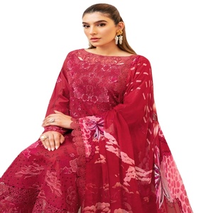 <b>Eid</b> Heavy Party <b>Dresses</b> for Women Embroidered Pure Cotton Lawn Three Piece Unstitch Salwar Kameez Ramsha Vol ANDAAZ Long Maxi - Product Image 1