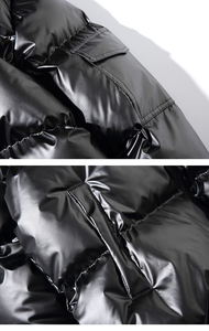 Wholesale Men Shiny Polyester Puffer Jacket <b>Winter</b> <b>Quilted</b> Fashion Style Custom Coat - Product Image 3