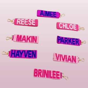 Variety Color Collection Beaded <b>Name</b> Keychain Wristlet Personalized Letter Key Holder Handmade Boutique Fashion Keychains Style - Product Image 3