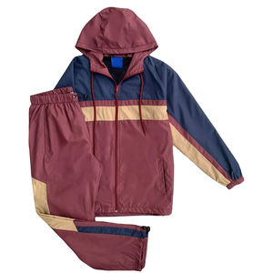 Custom Spring Streetwear 100% Polyester Breathable Hooded Windbreaker <b>Jacket</b> Baggy Pants Tracksuit Set for <b>Men</b> Color Block - Product Image 1