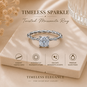 2 CTW <b>Cushion</b> Cut Moissanite Prong Set Twisted Band Engagement <b>Ring</b> 14K Gold Plated Silver | Luxe Classic Solitaire Bridal <b>Ring</b> - Product Image 6