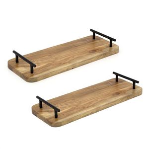 Plateaux rectangulaires en bois d'acacia pour apéritifs, fruits, décorations, grandes planches à fromage, assiettes à gâteaux, assiettes à collations, adaptées aux aliments - Product Image 4