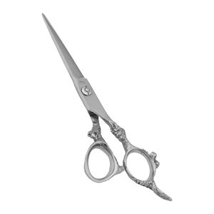 Tijeras de peluquería profesionales de alta calidad para diestros, con hoja recta de acero inoxidable, mango de acero y punta roma, hoja ancha Stahlmann Pro - Product Image 1