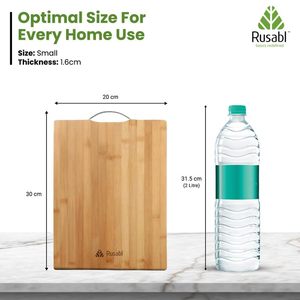 Tabla de Cortar Rectangular Rusabl Ecológica de Bambú con Mango de Acero Inoxidable 30cm X 26cm, Bloque de Corte para Cocina, Utensilios de Cocina - Product Image 6