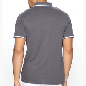 Men Short Sleeve Solid Color <b>Polo</b> Shirt Regular Fit Casual Breathable Pique Knitted Cotton Gray With <b>White</b> Trim Collar And Cu - Product Image 5