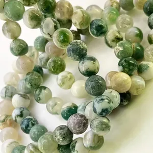 Natural <b>Tree</b> Agate 6mm Smooth Round B Grade Gemstone Beads Strand Jewelry Making Wholesale - Product Image 3