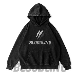 Sudadera con Capucha Unisex Bloodline, Tejida en Felpa, Color Sólido, Informal, 100% Algodón, Estilo Hip Hop, Secado Rápido y Transpirable, Negra - Product Image 1