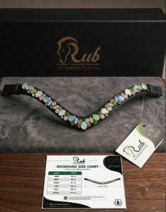 Rub International Bandeau de tête en cuir pour cheval, incrustation de strass en cristal en forme de V, modèle équestre 7860HS, fabriqué dans l'Uttar Pradesh - Product Image 5