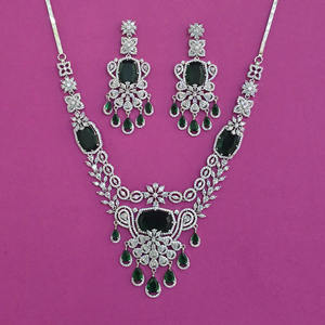Handmade Jewellery Wholesalers in India American Diamond Classic Necklace With Rhodium Plating 444026 - Product Image 5