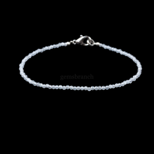 Pulsera de cuentas de iolita natural, cuentas redondas microfacetadas, pulsera de cristal curativo para mujer, hecha a mano, natural - Product Image 1