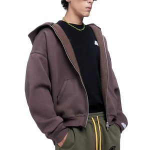 Fabricant de sweats à capuche zippés personnalisés avec logo OEM, sweats à capuche zippés pour hommes 100% coton de haute qualité, sweats à capuche zippés unis et vierges pour hommes - Product Image 2