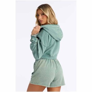 Sweat à capuche zippé décontracté personnalisé pour l'hiver, en polaire délavée, écologique, respirant, coupe-vent, grande taille, séchage rapide, style streetwear - Product Image 1