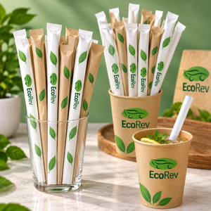 EcoRev ECO79 Pailles en papier biodégradables durables et jetables, longueur personnalisable, diamètre intérieur, style minimaliste pour les fêtes - Product Image 1
