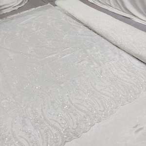Fournisseur en gros de tissus en soie brodés de perles, Fabricant de tissus en soie brodés de perles en Inde, Tissu en soie brodé avec des perles F - Product Image 3