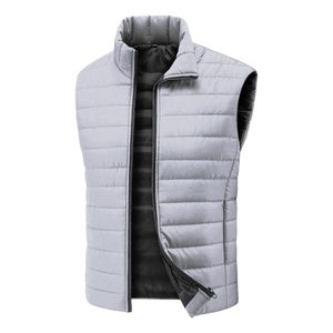 Chaleco Acolchado sin Mangas para Hombre, Cuello Alto, Cierre de Cremallera, Resistente al Viento, Ropa de Invierno, Estilo Casual, 100% Poliéster - Product Image 4