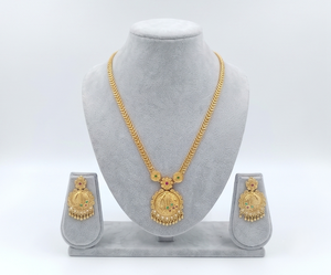Ensemble collier et boucles d'oreilles Divyoro en cuivre et laiton plaqué or, motif floral, pour femmes, style classique, bijoux de mariage - Product Image 1