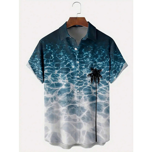 Chemise boutonnée personnalisée pour hommes Impression sur toute la surface Chemise à manches courtes pour hommes Chemises imprimées sur toute la surface - Product Image 1