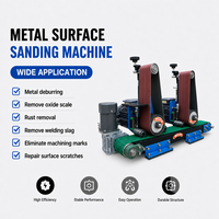 Machine à polir en acier inoxydable, équipement à bande abrasive double station pour le finissage de surfaces de pièces métalliques de 100 mm et 200 mm