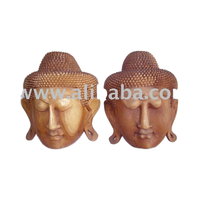 Masque de Bouddha en bois pour la décoration intérieure, boîtes artisanales élégantes en bois, enseignes murales
