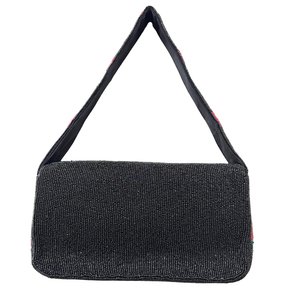 Black Strawberry Beaded Shoulder <b>Bag</b>, Handmade <b>Sequin</b> Fruit Purse, Red Statement <b>Bag</b>, Trendy Beaded Handbag, Staud-Inspired Purs - Product Image 2