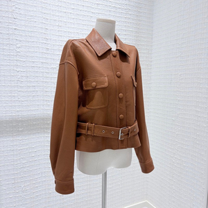 <b>Women's</b> PU Leather Motorcycle <b>Jacket</b> Turn-down Collar Full Sleeve Regular Length <b>Utility</b> Style Autumn Wear Knitted Waterproof - Product Image 5