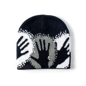 Unisex Geometric Jacquard Beanie <b>Hat</b> 100 Acrylic Winter <b>Cap</b> Casual Style for Adults 56-58CM Head Circumference Outdoor Use - Product Image 3