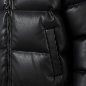 Manteau d'hiver pour homme avec logo personnalisé, noir, col montant, fermeture éclair, épais, décontracté, couleur unie, coupe classique, en polyester - Product Image 4