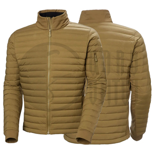 Chaqueta Acolchada Verde Oliva para Hombre, Cuello Alto, Cierre de Cremallera, Cortavientos, Ropa Exterior Informal para Otoño - Product Image 6