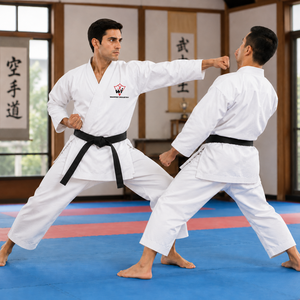 Uniforme de Karate Personalizado, Karate Gi Blanco, Traje de Artes Marciales para Hombre Adulto, Entrenamiento, Algodón, con Cinturón Negro, Logotipo OEM, Venta al Por Mayor - Product Image 6