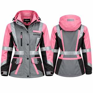Chaqueta de Seguridad Reflectante de Alta Visibilidad para Mujer TwillSports, Rosa, Gris, Negra, Ropa de Trabajo, Logotipo Personalizado, Impermeable, Chaqueta para Exteriores - Product Image 1