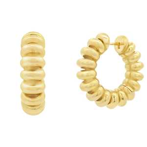 Ribbed Huggie <b>Hoop</b> <b>Earring</b> Custom 14K <b>Solid</b> Gold Minimalist Dainty Classic Bold Statement Everyday Luxury Fine Jewelry Wholesale - Product Image 3