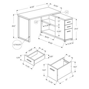 Scrivania per Computer in Metallo Laminato Grigio Contemporaneo, Postazione di Lavoro a L con Cassetti Portaoggetti per Ufficio Domestico, Configurazione Angolare Sinistra/Destra - Product Image 4
