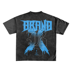 T-shirt graphique surdimensionné pour homme de marque OEM, manches courtes, effet délavé, style streetwear, imprimé, en jersey de coton, col rond, coupe carrée - Product Image 3