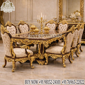 Royal Heritage Dining Room Furniture Set for Luxury Homes Lavish Style Round Breakfast <b>Table</b> Set Royal 8 Seater Dining <b>Table</b> Set - Product Image 3