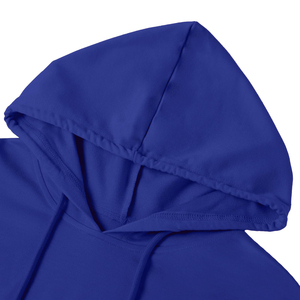 Sudadera con Capucha Corta Azul para Mujer, Sudadera Informal con Capucha y Hombros Caídos, Sudadera Corta de Manga Larga para Mujer - Product Image 3