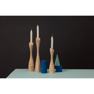Juego de tres portavelas de madera natural más vendidos para decoración del hogar - Product Image 3