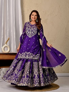 Pink Chinon Silk Designer Lehenga <strong>Set</strong> with Sequence Embroidery and Latkan Dori Top &amp; Dupatta for Wedding and Party Occasions - Product Image 3